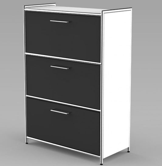 12665 ARTLINE Highboard 3OH Aktenschrank Schrank Büroschrank Büroregal Weiß/Anthrazit - Froschkönig24