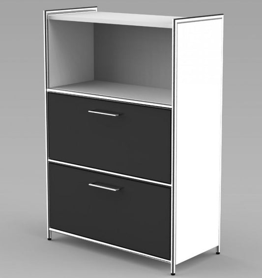 12676 ARTLINE Highboard 3OH Aktenschrank Schrank Büroschrank Büroregal Weiß/Anthrazit - Froschkönig24