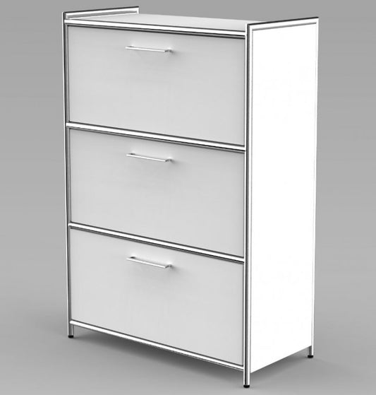 12667 ARTLINE Highboard 3OH Aktenschrank Schrank Büroschrank Büroregal Weiß - Froschkönig24