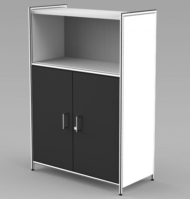 12683 ARTLINE Highboard 3OH Aktenschrank Schrank Büroschrank Büroregal Weiß/Anthrazit - Froschkönig24