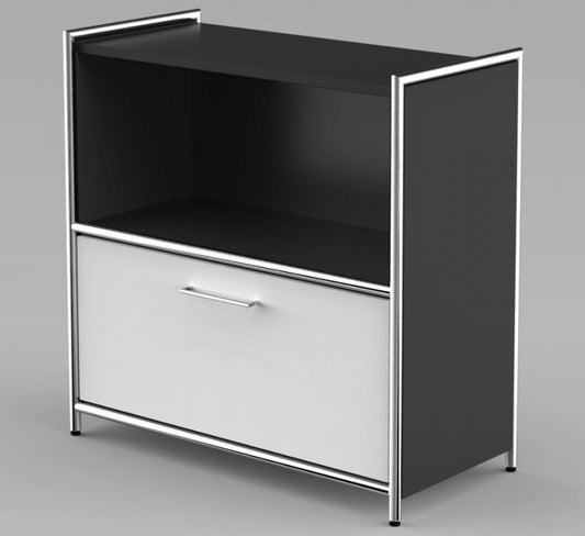 ARTLINE Sideboard 2OH Aktenregal Regal Büroregal Anthrazit/Weiß - Froschkönig24