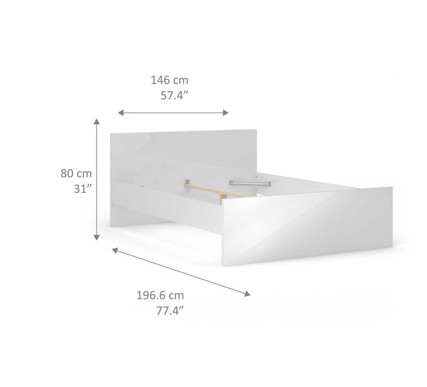 Bettgestell NAIA Bett 140 x 190 cm Weiß Hochglanz - Froschkönig24