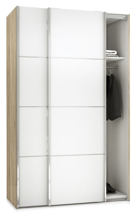 Verona Schiebetürenschrank 122 x 202 cm Eiche Struktur / Weiß - Froschkönig24