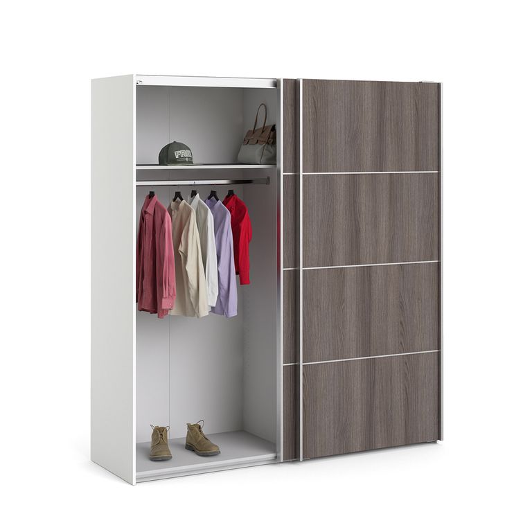 Verona Schiebetürenschrank 182 x 202 cm Weiß / Eiche Anthrazit - Froschkönig24