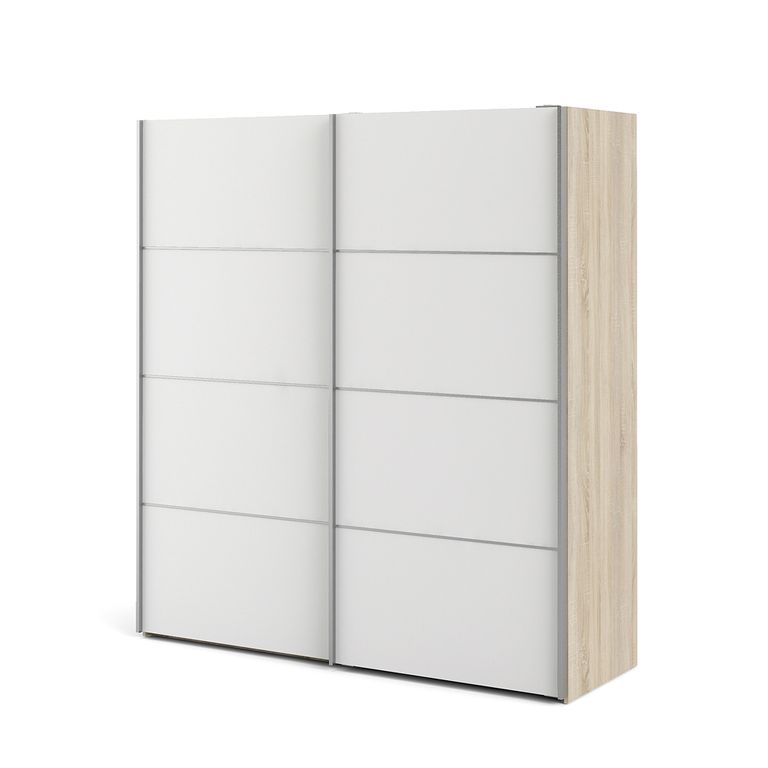 Verona Schiebetürenschrank 182 x 202 cm Eiche Struktur / Weiß - Froschkönig24