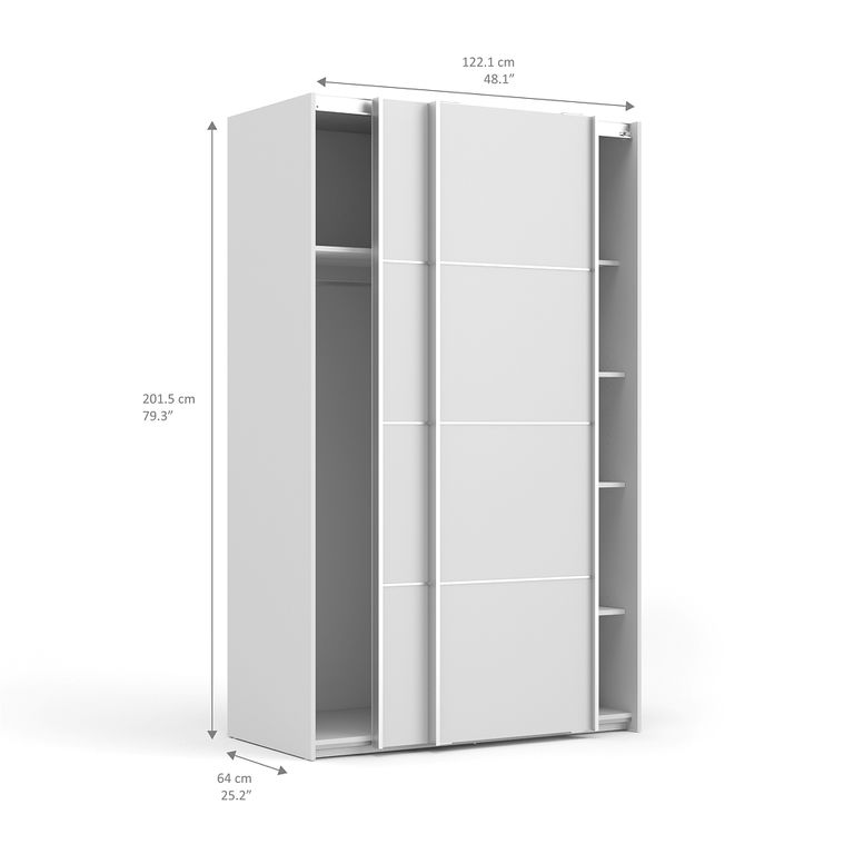 Verona Schiebetürenschrank 122 x 202 cm Weiß - Froschkönig24