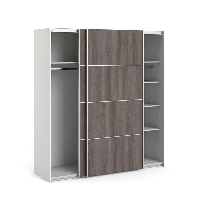 Verona Schiebetürenschrank 182 x 202 cm Weiß / Eiche Anthrazit - Froschkönig24