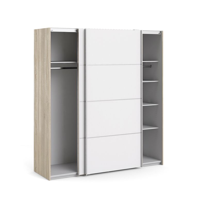 Verona Schiebetürenschrank 182 x 202 cm Eiche Struktur / Weiß - Froschkönig24