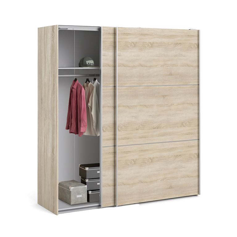 Verona Schiebetürenschrank 182 x 202 cm Eiche Struktur - Froschkönig24