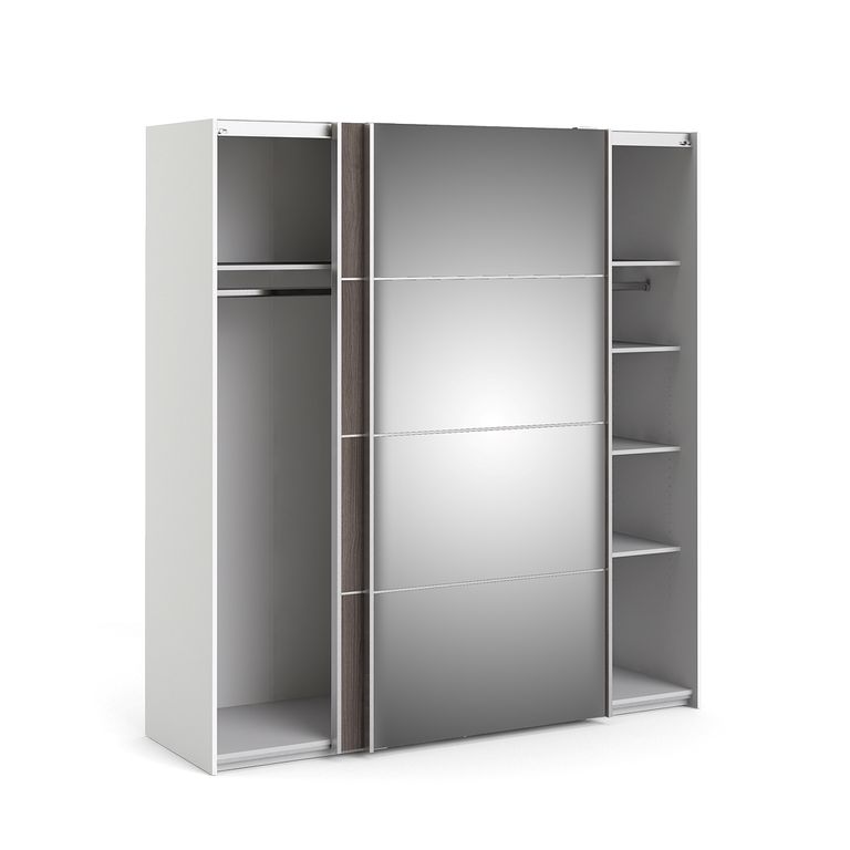 Verona Schiebetürenschrank 182 x 202 cm Weiß / Eiche Anthrazit - Froschkönig24