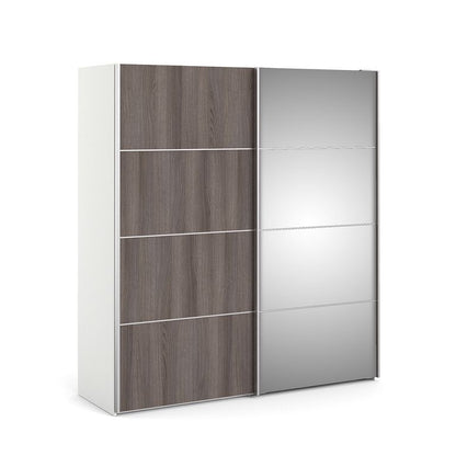 Verona Schiebetürenschrank 182 x 202 cm Weiß / Eiche Anthrazit - Froschkönig24