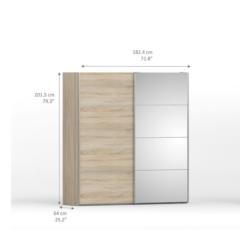 Verona Schiebetürenschrank 182 x 202 cm Eiche Struktur - Froschkönig24