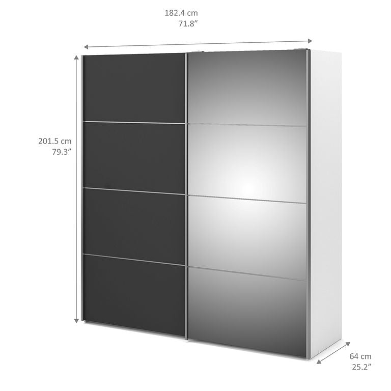 Verona Schiebetürenschrank 182 x 202 cm Weiß / Grau - Froschkönig24