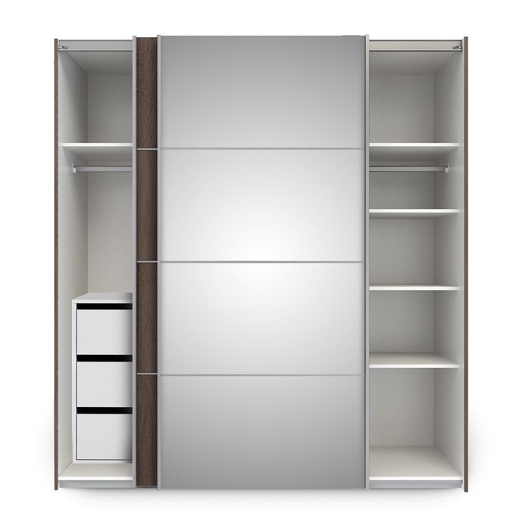 Verona Schiebetürenschrank 182 x 202 cm Weiß / Eiche Anthrazit - Froschkönig24