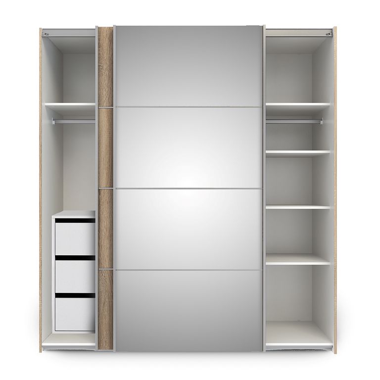 Verona Schiebetürenschrank 182 x 202 cm Eiche Struktur - Froschkönig24