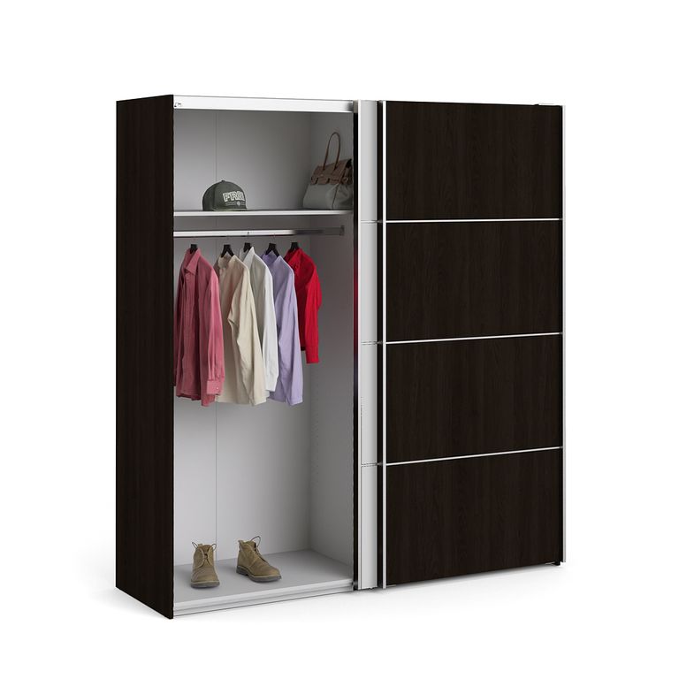 Verona Schiebetürenschrank 182 x 202 cm Kaffee / Weiß - Froschkönig24