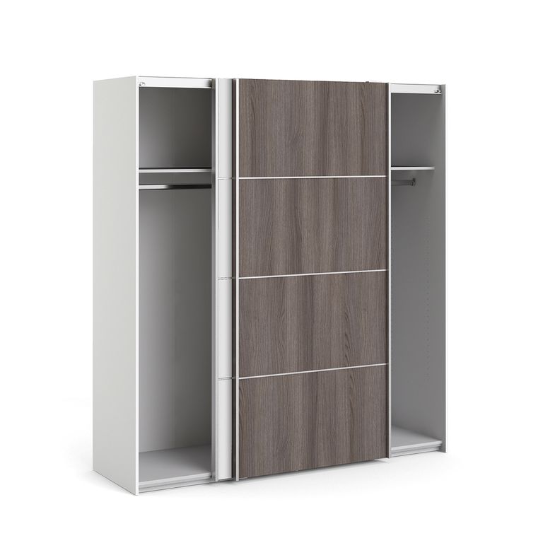 Verona Schiebetürenschrank 182 x 202 cm Weiß / Eiche Anthrazit - Froschkönig24