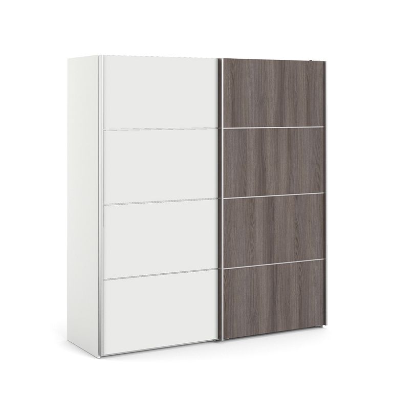 Verona Schiebetürenschrank 182 x 202 cm Weiß / Eiche Anthrazit - Froschkönig24