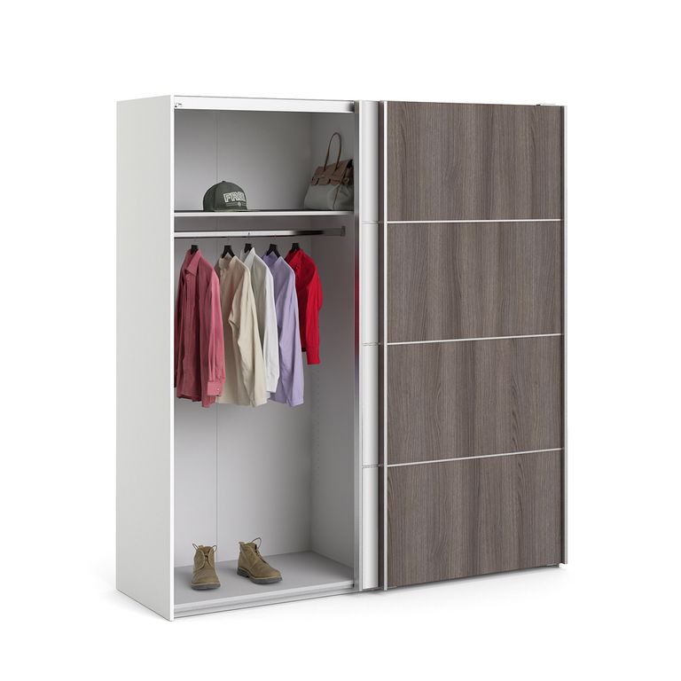 Verona Schiebetürenschrank 182 x 202 cm Weiß / Eiche Anthrazit - Froschkönig24