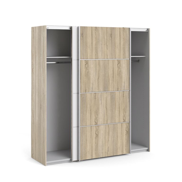 Verona Schiebetürenschrank 182 x 202 cm Eiche Struktur / Weiß - Froschkönig24