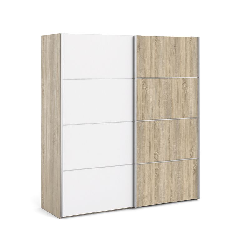 Verona Schiebetürenschrank 182 x 202 cm Eiche Struktur / Weiß - Froschkönig24