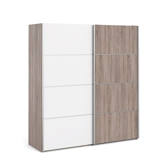 Verona Schiebetürenschrank 182 x 202 cm Trüffel / Weiß - Froschkönig24