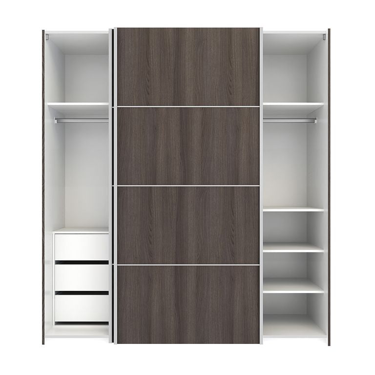 Verona Schiebetürenschrank 182 x 202 cm Eiche Anthrazit / Weiß - Froschkönig24