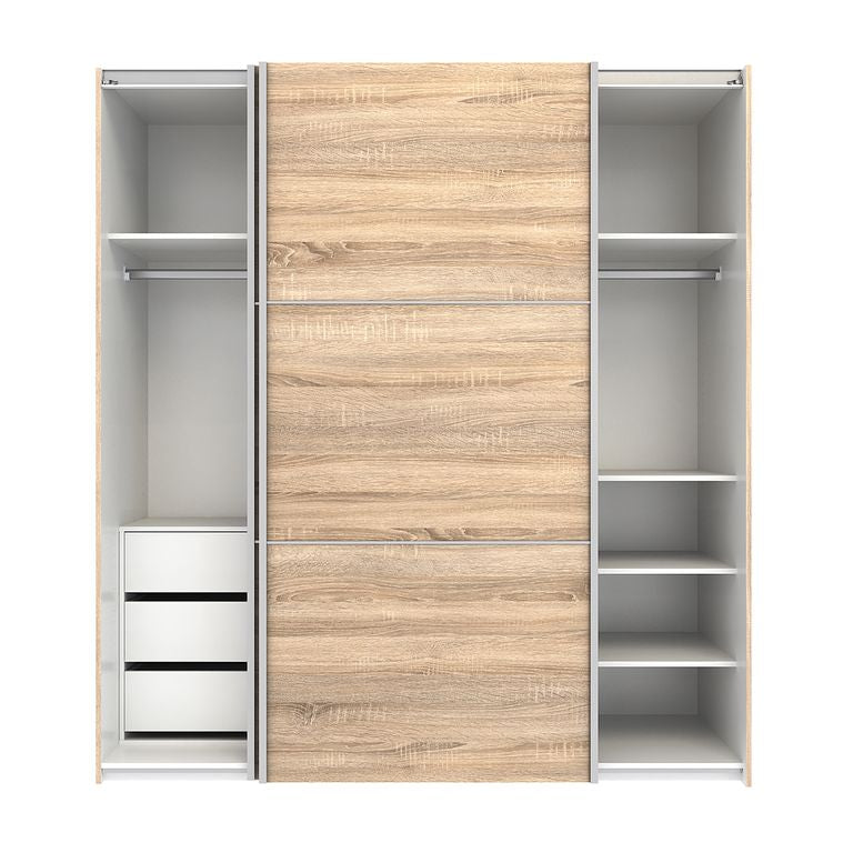 Verona Schiebetürenschrank 182 x 202 cm Eiche Struktur / Weiß - Froschkönig24