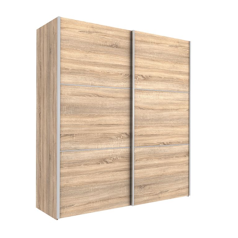 Verona Schiebetürenschrank 182 x 202 cm Eiche Struktur / Weiß - Froschkönig24