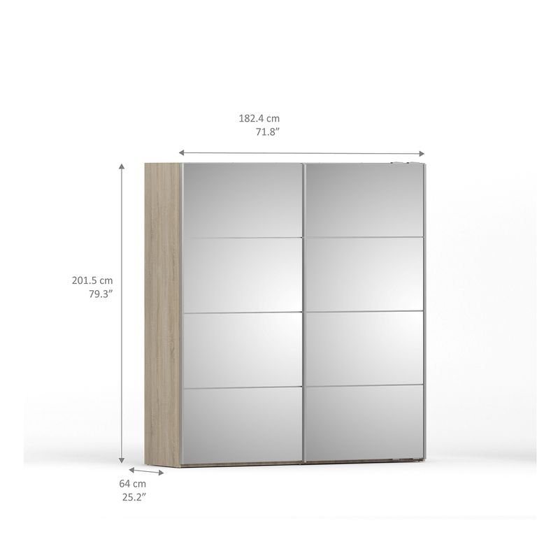 Verona Schiebetürenschrank 182 x 202 cm Eiche Struktur - Froschkönig24