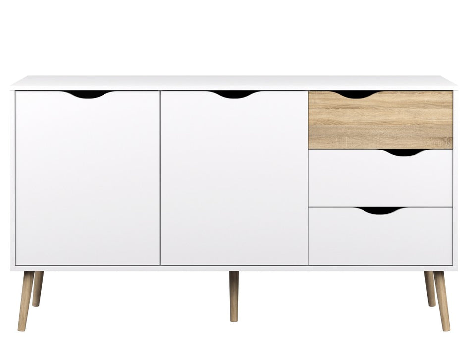 Sideboard OSLO Anrichte Kommode Weiß / Eiche Struktur - Froschkönig24