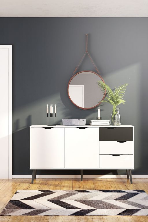 Sideboard OSLO Anrichte Kommode Weiß / Schwarz - Froschkönig24