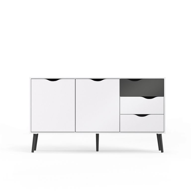 Sideboard OSLO Anrichte Kommode Weiß / Schwarz - Froschkönig24