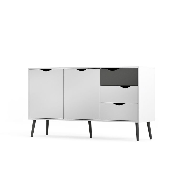 Sideboard OSLO Anrichte Kommode Weiß / Schwarz - Froschkönig24