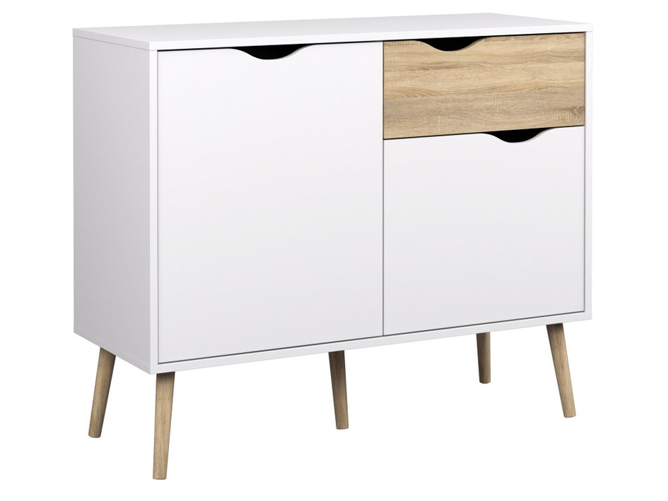 Sideboard OSLO Anrichte Kommode Weiß / Eiche Struktur - Froschkönig24