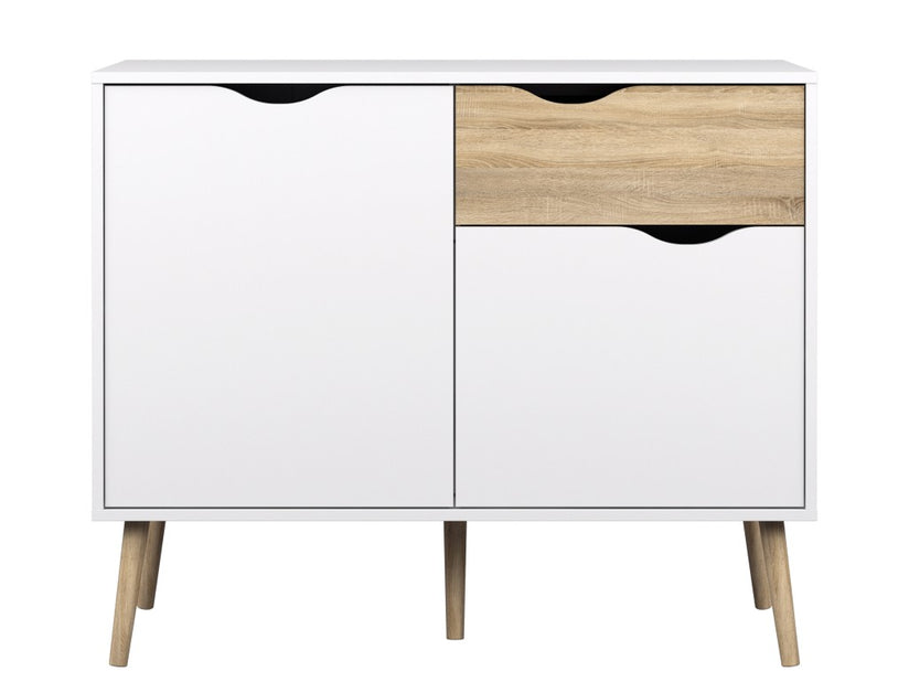 Sideboard OSLO Anrichte Kommode Weiß / Eiche Struktur - Froschkönig24