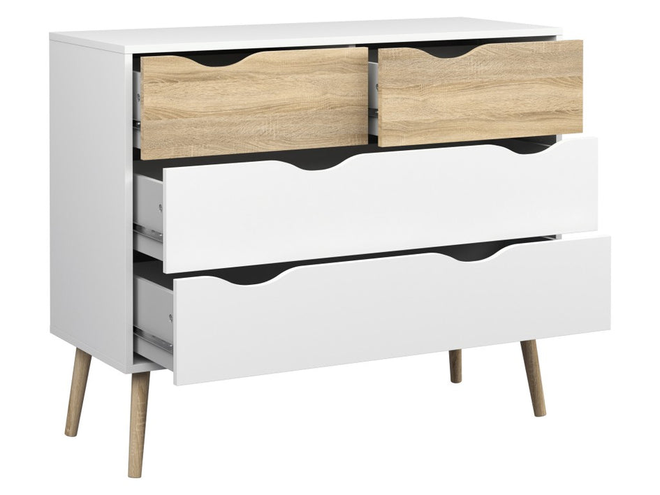 Kommode OSLO Anrichte Sideboard Weiß / Eiche Struktur - Froschkönig24