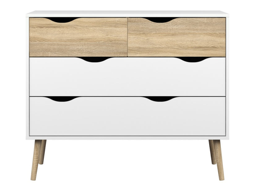 Kommode OSLO Anrichte Sideboard Weiß / Eiche Struktur - Froschkönig24