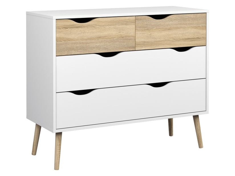 Kommode OSLO Anrichte Sideboard Weiß / Eiche Struktur - Froschkönig24