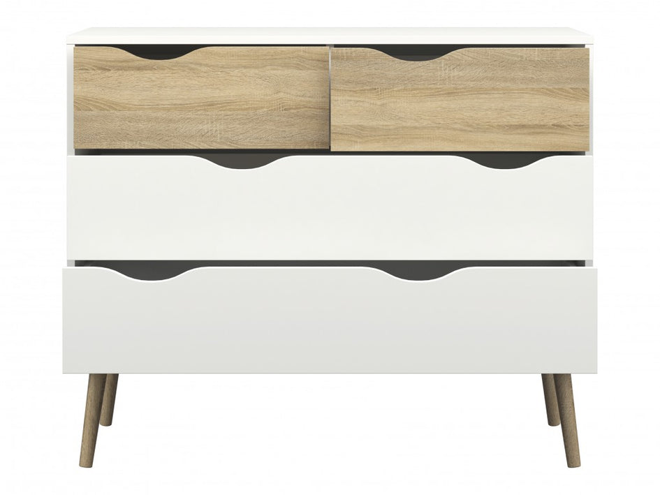 Kommode OSLO Anrichte Sideboard Weiß / Eiche Struktur - Froschkönig24