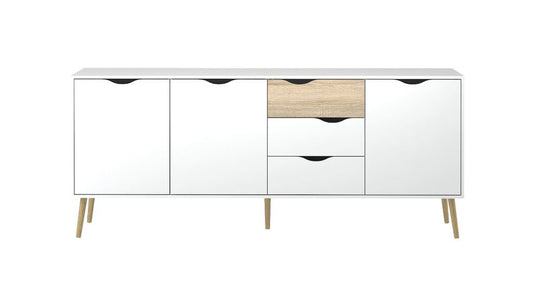 Sideboard OSLO Weiß / Eiche Struktur - Froschkönig24