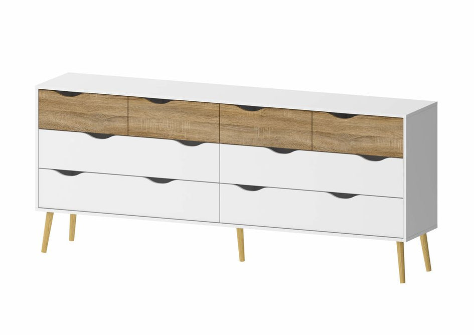 OSLO Doppelkommode Sideboard Weiß / Eiche Sonoma - Froschkönig24