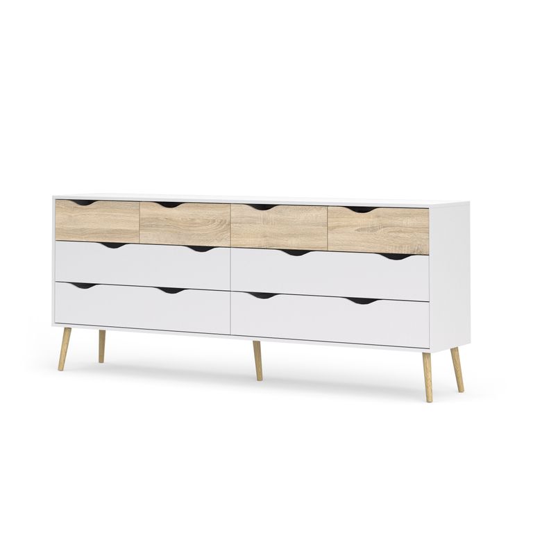 OSLO Doppelkommode Sideboard Weiß / Eiche Sonoma - Froschkönig24