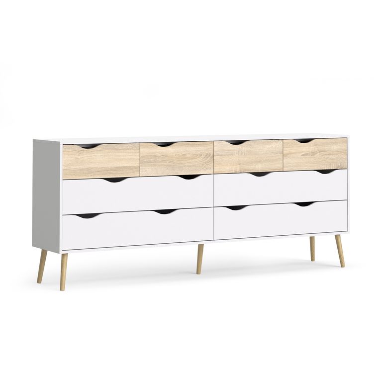 OSLO Doppelkommode Sideboard Weiß / Eiche Sonoma - Froschkönig24