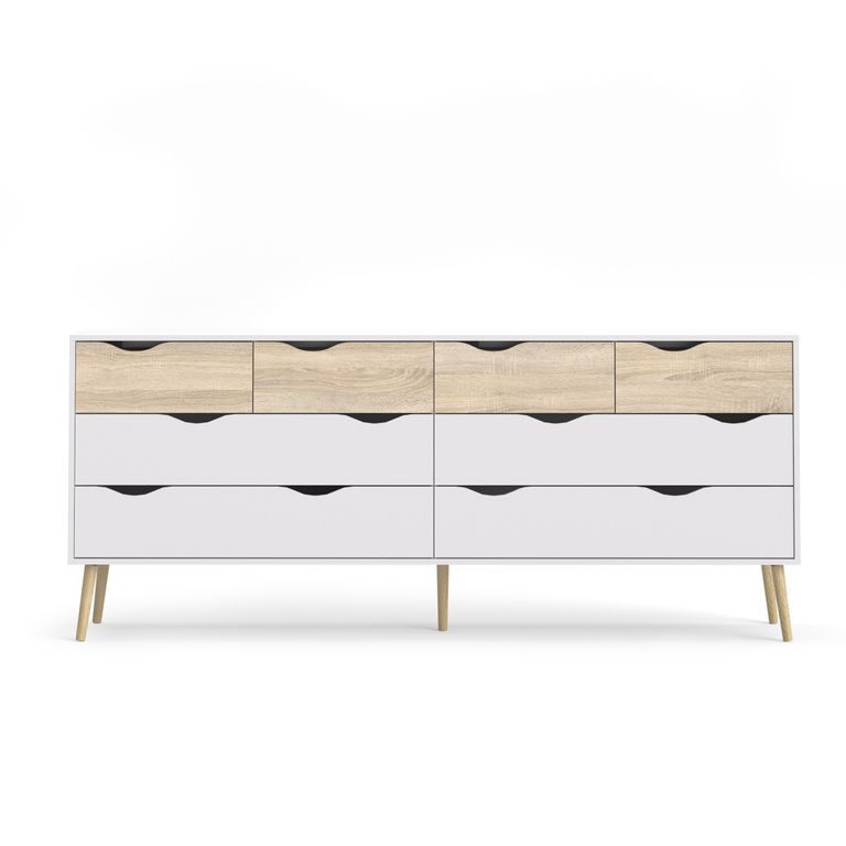 OSLO Doppelkommode Sideboard Weiß / Eiche Sonoma - Froschkönig24