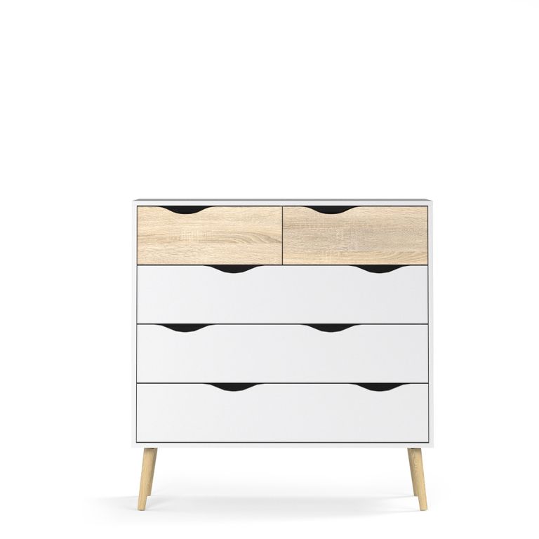 Kommode OSLO Anrichte Sideboard Weiß / Eiche Struktur - Froschkönig24