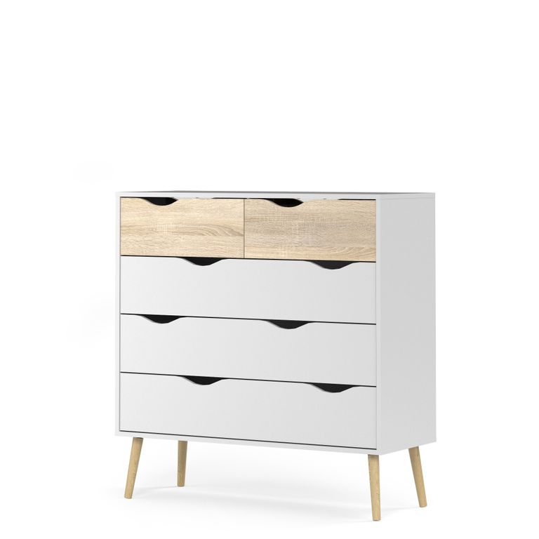 Kommode OSLO Anrichte Sideboard Weiß / Eiche Struktur - Froschkönig24