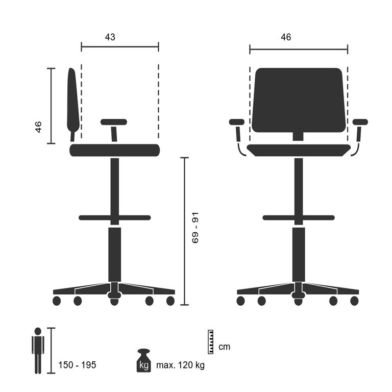 Arbeitsstuhl TOP WORK 108 W Grau