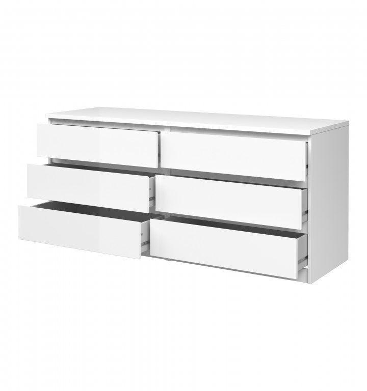 Doppelkommode NAIA Kommode Anrichte Sideboard Weiß Hochglanz - Froschkönig24