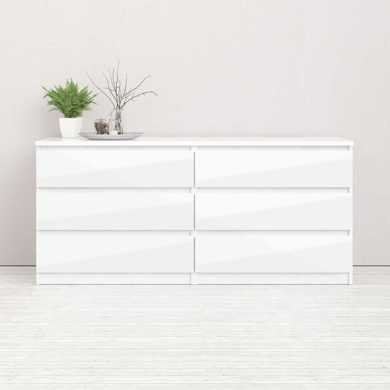 Doppelkommode NAIA Kommode Anrichte Sideboard Weiß Hochglanz - Froschkönig24